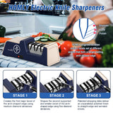 Homly Professional Electric Knife Sharpeners for Kitchen Knives with Diamond Abrasives and Precision Angle Guides, Multifunctional 3-Stage Slots, Applicable to Straight Knife and Ceramic Knife Homly