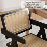 GOOLON Rattan Dining Chairs Set of 4, Rattan Chairs 18 Inch Seat Height for Dining Room, Modern Cane Dining Chair with Woven Backrest, Comfortable Seat, Sturdy Wood Frame for Indoor Kitchen, Black GOOLON