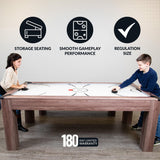 Hathaway Driftwood 7 Ft Air Hockey Table for Home Game Room - with Table Tennis Top, Dining Surface, Electronic Scorer, Two Storage Benches, High-Output Blower, Strikers & Pucks - Driftwood Finish Hathaway