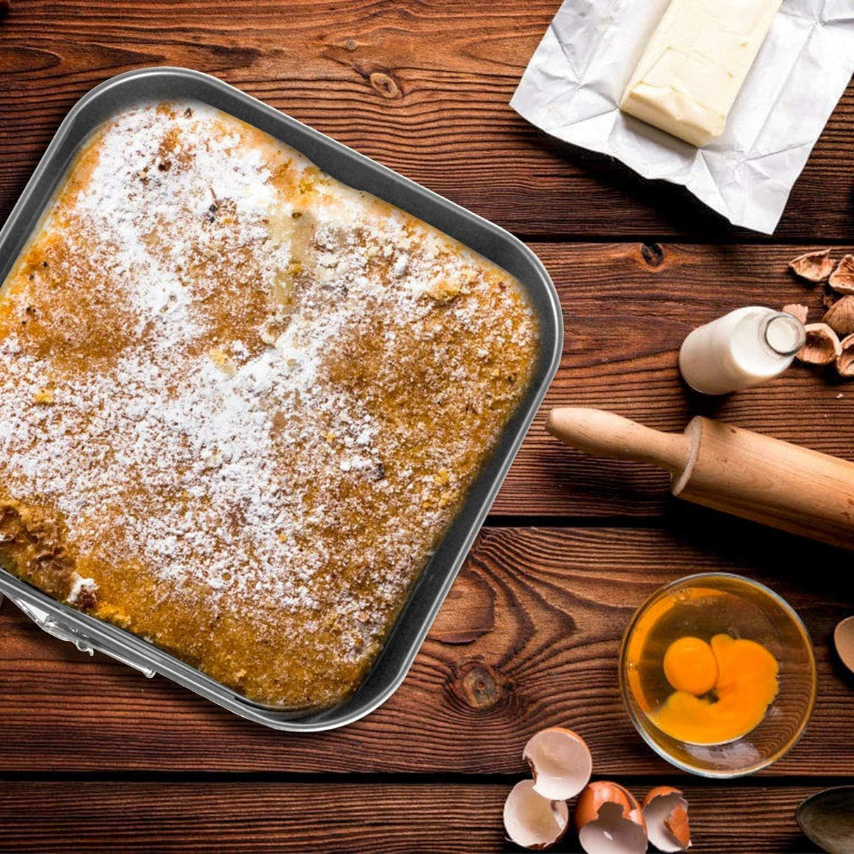 GZMAISULEE Springform Cake Pan Set of 3 (7, 8, 9 Inch) Heart Round Square Leakproof Nonstick Cheesecake Pans with Removable Bottom Carbon Steel Bakeware GZMAISULEE