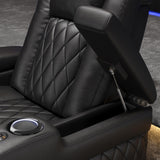 Valencia Tuscany Home Theater Seat - Nappa Leather Power Recliner with Cool Gel Memory Foam, USB-C/USB-A Charging, RGB LED Lights, Adjustable Lumbar & Headrest (Row of 2 Loveseat, Black) VALENCIA THEATER SEATING