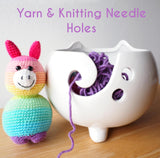 Cat Yarn Bowl for Knitting - Cute Ceramic Knitting Bowl Extra Large - Ceramic Yarn Bowl Crochet Accessories Yarn Holder Storage Gift for Knitters Funny Evovee