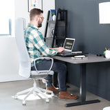 VIVO Ultra-Slim 32 Inch Single Top Height Adjustable Standing Desk Riser, Compact Sit Stand Desktop Converter for Monitor or Laptop, Black, DESK-V032J VIVO