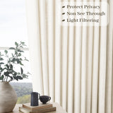 Natural Pinch Pleated Linen Curtains 84 Inch Long 2 Panels for Living Room Bedroom Country Farmhouse Thick Linen Textured Semi Sheer Back Tab Pinch Pleat Hooks Rings Window Curtain Birch Cream 7 FT Drapenova