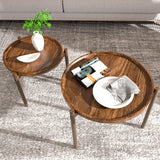 Round Nesting Coffee Tables Set of 2,Round End Table,Small Nesting Tables,Side Table,for for Living Room Bedroom Balcony BEARUT