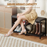 ZHOOGE Shoe Bench & Rack Storage Bench - Entryway Bench with Seat Cushion, Stable Organizer for Entryway & Living Room, Holds Up to 300 lb, (35" L x 12" W x 17" H, Black) ZHOOGE
