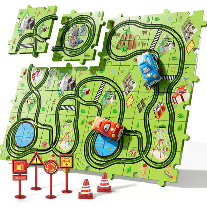 Bennol Toddler Toys Gifts for 2 3 4 5 Year Old Boys, 56 Jigsaw Puzzle Race Track Car Set Toys for Kids Boys Toddlers 1-3 2-4 3-5 4-6, Puzzle Tracks Car Toys Gifts for 2 3 4 5 Year Old Boys Kids