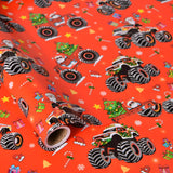 Titiweet Monster Truck Christmas Wrapping Paper - 17" x 16.4 ft - Monster Truck with Santa, Christmas Trees, Candy Canes Design for Kids Titiweet