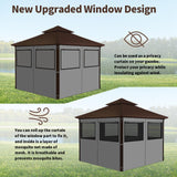 Homegroove Gazebo Universal Replacement Privacy Curtain, 12'x12' Gazebo Curtains Outdoor Waterproof, 4-Panels Sidewall Curtains with Zipper and Mesh Windows for Backyard, Garden, Yard homegroove