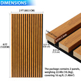 Taaizau 3D Slat Acoustic Wall Panels with Wood Finish Accent, 2 Pack Sound Absorbing Paneling for Studio, Office, Living Room, Bedroom Interior Decor (Natural Walnut, 48''L x 24''W) Taaizau