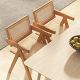 Giantex Rattan Dining Chair Set of 2, Boho Cane Living Room Chairs, Max Load 330 Lbs, Wooden Dining Chairs, Bamboo Accent Armchair for Living Room, Dining Room Giantex