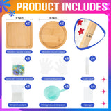 Joyclub 4 Sets DIY Glass Mosaic Tiles for Crafts Mosaic Kits for Adults and Kids with Wooden Coasters for Drinks Tray Creative Handmade Making Supplies Home Decor Art Christmas Gifts Joyclub