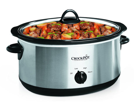 Crock-Pot 7 Quart Oval Manual Slow Cooker, Stainless Steel (SCV700-S-BR), Versatile Cookware for Large Families or Entertaining Crock-Pot