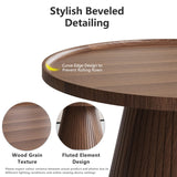win2win Nesting Coffee Table Set of 2, Mid Century Modern Coffee Table with Wood Grain Veneer, Fluted Round Tea Table and End Table Set, Minimalist Center Tables for Living Room, Office, Walnut win2win