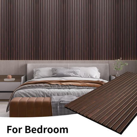 AMZDEPOT Wood Slat Wall Panel, 48'' x 24'' Wood Panels for Wall, 3D Soundproof Wall Panels, Large Acoustic Panels for Interior Ceiling and Wall Decor Noise Reduction, 2 Pack, Walnut AMZDEPOT