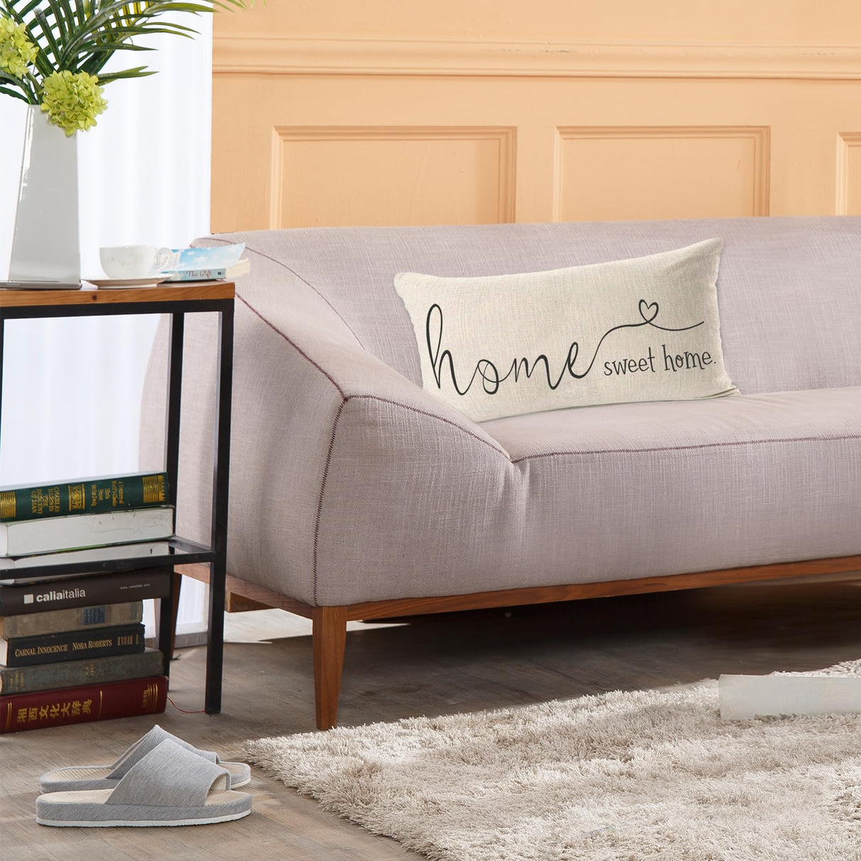 MFGNEH Home Sweet Home Quotes Farmhouse Pillow Covers 12x20 Inch,Home Decorative Throw Pillow Case Cushion Cover,Housewarming Gift MFGNEH
