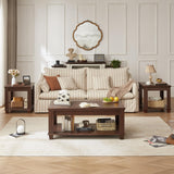 SAVOR LIFE Farmhouse Coffee Tables for Living Room,Square Living Room Tables with Open Storage Shelf,Large Modern Coffee Table,Rustic Brown Center Table,Walnut SAVOR LIFE