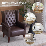 MOJAY Mid-Century Modern Living Room Chairs Set of 2, Upholstered Faux Leather Accent Chairs Club Arm Chair, Single Sofa Chair with Solid Wooden Legs for Bedroom Study Home Office Lounges(Caramel) MOJAY