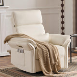 Power Recliner Rocking Chair Nursery Gliders with Adjustable Armrests and Headrest, Swivel Electric Glider Reclining Nursing Chair with USB Port and Storage Bags, FSC Certified(Leather, Beige) MELLCOM