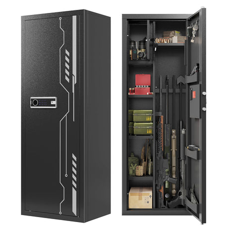 KAER Gun Safe, Large 8-12 Gun Cabinet for Home Defense with Electronic Keypad | Secure Rifle & Shotgun Safe with Adjustable Shelf, Rifle Rack for Pistols and Ammunition Storage KAER