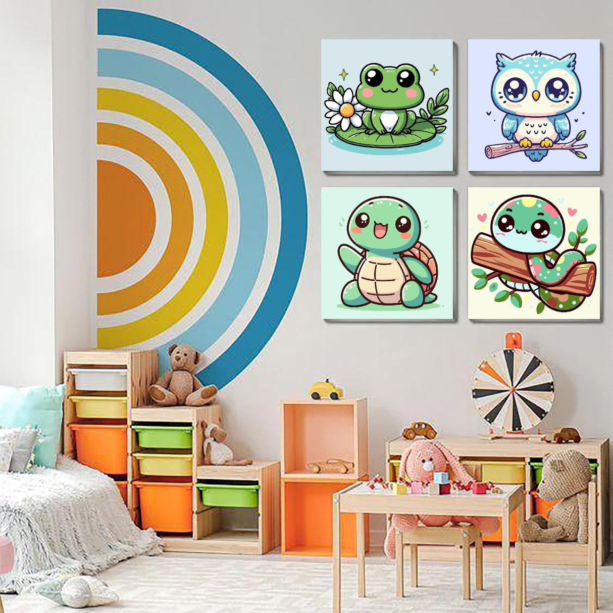 4 Pack Paint by Number Kits for Adults,Animals Painting by Numbers for Adults Framed, DIY Animal Oil Painting Suitable for Home Decoration (8x8inch) Generic