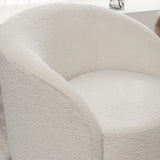 KINWELL 34" W Swivel Barrel Chair Set of 2, Mid Century Modern Round Upholstered Boucle Swivel Accent Chairs, No Assembly Sofa Chair for Living Room Bedroom Reading, Cream KINWELL