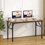Need Home Office Desk Large Computer Desk 60 inch Sturdy Table Foldable Desk Gaming Computer Table No Assembly Required, Rustic Brown&Black Frame AC5FB(152.4 * 60) Need