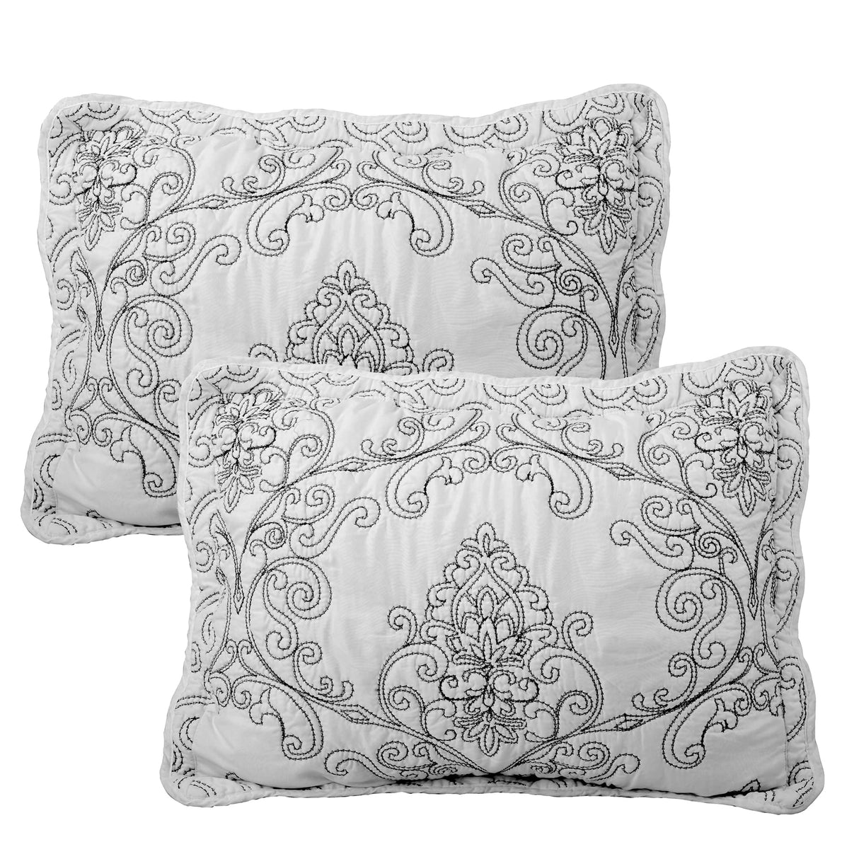 Home Soft Things Damask 4 Piece Bedspread Set, Scalloped Edge Reversible Quilt Coverlet Comforter Prewashed Bedding Set, Matelasse Embossed Floral Solid Pattern,White Oversize Queen(110" x 120") Home Soft Things