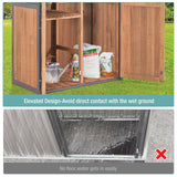 Sheds Outdoor Storage,Garden Shed with Metal Frame Structure and Adjustable Shelves,Large Capacity Storage Tool Cabinet Box for Backyard Garden Patio Lawn (Brown) Suumerpety