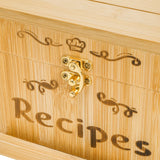 Youeon Bamboo Recipe Box with Cards and Dividers and Pull out Phone Holder, 7 x 4.2 x 5.8 in Kitchen Recipe Card Organizer with 100 Recipe Cards 4"x6", Rustic Recipe Holder, Kitchen Gift Youeon