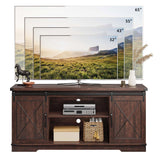 CABIHOME Farmhouse TV Stand and Entertainment Center for TV Up to 65 Inches with Sliding Barn Doors and Adjustable Shelf, TV Media Storage Console Table and Furniture for Living Room, Bedroom, Brown CABIHOME