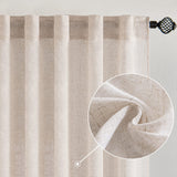 MIULEE Natural White Linen Curtains 108 Inches Long for Bedroom Living Room, Soft Thick Linen Textured Window Drapes Semi Sheer Light Filtering Rod Pocket Back Tab Cream Ivory Modern Look, 2 Panels MIULEE