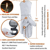 MYSAFETY Leather Welding Gloves for Men or Women, Fire and Heat Resistant gloves for Stick,Tig,Mig,Fireplace,BBQ,Oven,Grill,Wood Stove,Animal Handling Gloves,Bite Proof for Cat or Dogs,Welders Gifts MYSAFETY