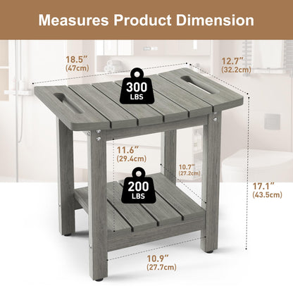 oridom HIPS Shower Benches for Inside Shower, Shower Stool with Space-Efficient Storage Shelf, Waterproof Shower Chair Seat for Spa Bathroom(Light Gray) - WoodArtSupply