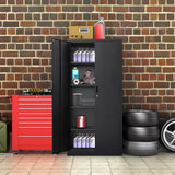 Metal Storage Cabinet, Locking Cabinet with Adjustable Shelves, 18" D x 36" W x 72" H Garage Storage Cabinets for Home, Office, Warehouse- Black Wanfu