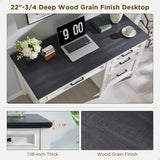 JXQTLINGMU 53INCH Home Office Desk, Modern Farmhouse Computer Desk with File Cabinet Letter T4 F4 Legal, Study Writing Desk, Off White JXQTLINGMU