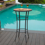 Naga Bahna Outdoor Bar Height Bistro Table, 40-Inch Patio Bar Table Bistro Dining Table Pub Table with Wooden-Like Table Top & Metal Frame Naga Bahna