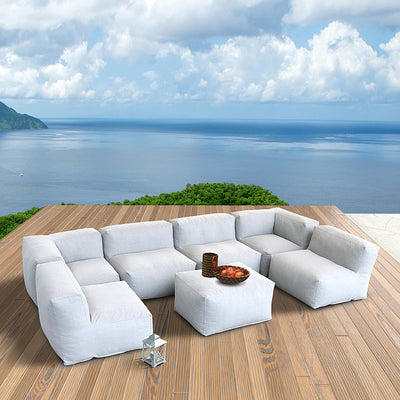 Dineli ANNYH CALALUNA 7Pc Patio Garden Furniture Sectional Conversation Set.Combines 4Middle, 2Corner, 1Ottoman/Coffee Outdoor Exp Foam Filled Chairs. A Unique Modular Contemporary Sofa (Cloud Gray)
