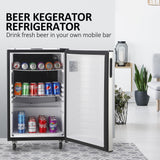 TROPOW Beer Kegerator, Single Tap Draft Beer Dispenser, Full Size Keg Refrigerator With Shelves, Stainless Steel, Drip Tray & Rail,silver, 128L TROPOW