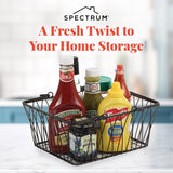 Spectrum Twist Wire Basket for Organizing (Medium, Black) - Sturdy Farmhouse Pantry Basket Storage with Handles - Wire Storage Basket Organizer for Kitchen, Shelf, Closet, Bathroom & More Spectrum Diversified