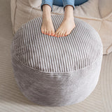 HIGOGOGO Round Stuffed Pouf Ottoman, Corduroy Poufs with Foam Chunk Filling, Furry and Fluffy Pouf Foot Stool Storage Ottoman, 20 X 15 Floor Poufs Foot Rest for Living Room, Grey HIGOGOGO