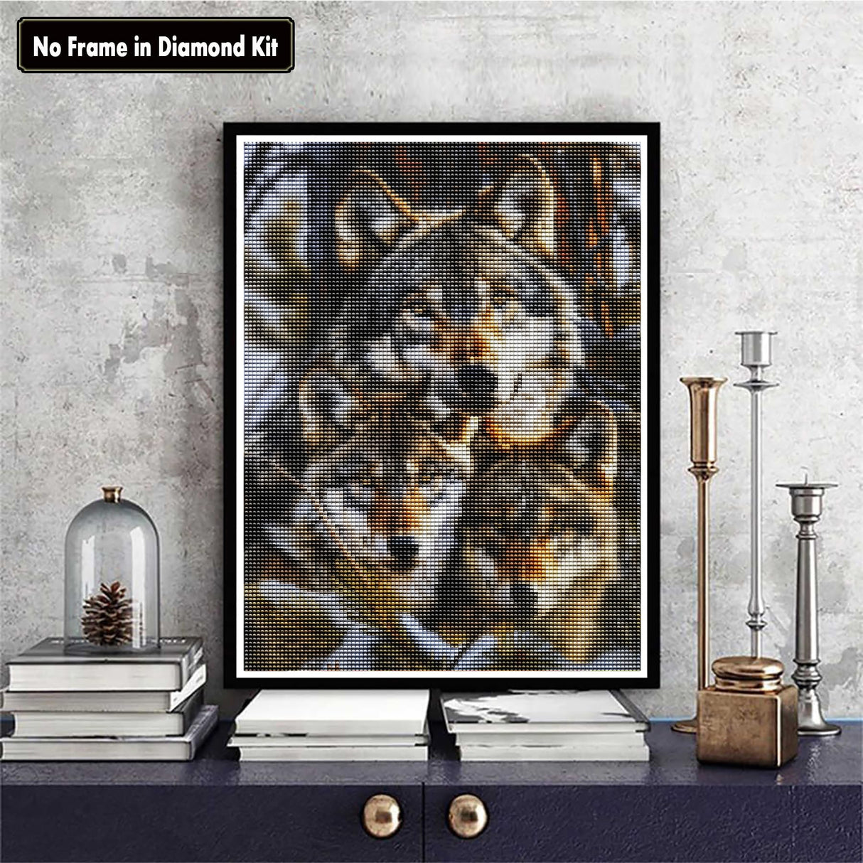 Zariocy 5D Diamond Art Kits for Adults Wolves, DIY Diamond Painting Art Winter Animals Round Full Drill Crystal Diamond Embroidery Paintings Arts Craft for Home Office Wall Decor 12x16 inch Zariocy