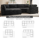 ovios 130.7" Modular Sectional Sofa Couch, U-Shaped Minimalist Couches with Sofa Bed Chaise, Modern Deep Seat Cloud Plush Corduroy Sofas Set for Living Room, 7 Seat, Black ovios
