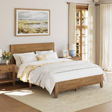 Cozyman Bed Frame Queen Size, Acacia Wood Platform with Headboard, No Box Spring Needed, 800lb Capacity, Non-Slip Without Noise, Easy Assembly, Dark Wood Cozyman