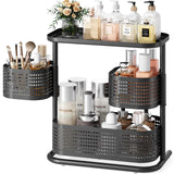 KINGRACK Bathroom Counter Organizer, 3 Tier Rotating Vanity Bedroom Storage cabinet, Cosmetic Holder Standing Shelf, Bathroom Tray for Countertop Storage, Kitchen Spice Rack, Black KINGRACK