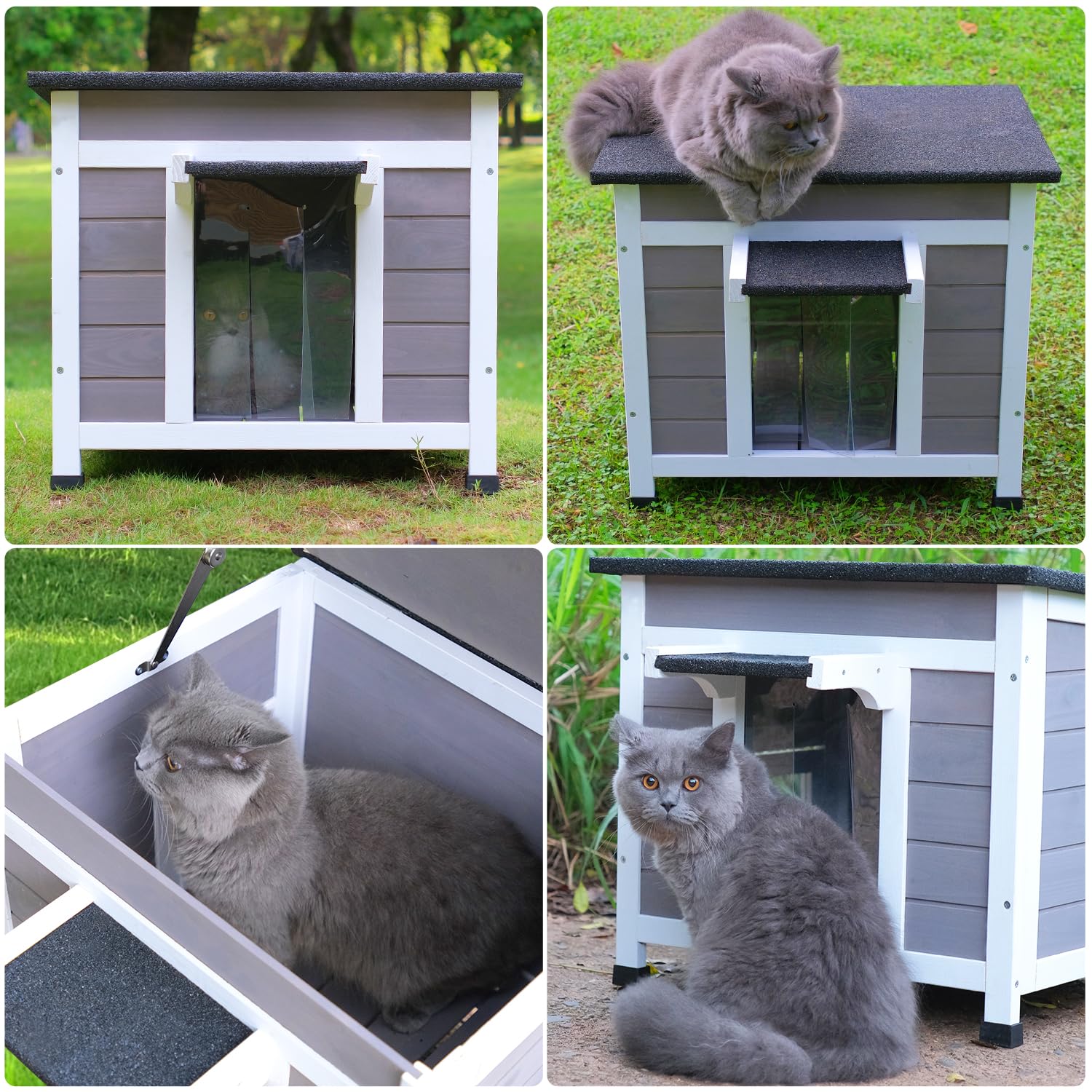 Luyitton Outdoor Cat House Feral Cat Enclosure Cat House Weatherproof for Winter Outdoor Cats - WoodArtSupply