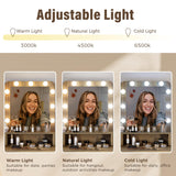 FansaFurn Vanity Desk with Mirror and Lights, Makeup Vanity Desk with 3 Color Dimmable Lighted Hollywood Mirror, Brown Makeup Table with 4 Drawers, Large Dressing Table for Women Girls FansaFurn