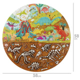 boppi Dinosaurs Round Jigsaw Puzzle with 100% Recycled Card T-rex Stegosaurus and Triceratops Fossils 150 Pieces for Children 5 6 7 8 Years 58cm Diameter boppi