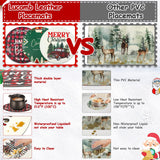 Christmas Placemats Set of 6 Faux Leather Washable Dining Table Mats 13Inch Round Heat Resistant Wipeable Waterproof Placemats for Holiday Parties Dinner Home Kitchen Decor Winter Truck Xmas Tree Mats Lucomb