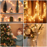 Meteds Christmas Lights 100 Count Clear White Wire UL Certified Connectable Warm White String Lights for Christmas Tree,Garland,Home,Patio, Wedding,Party,Festival Decor Meteds